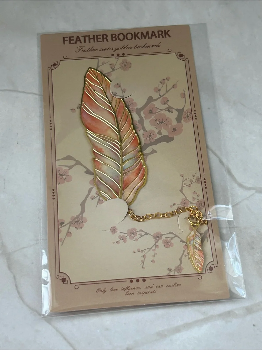 Feather Series Golden Metal Bookmark